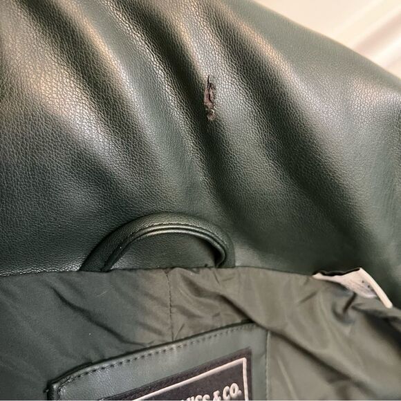 Levi Strauss Faux Leather Stand Collar Puffer Jacket, Spruce Green Size XXL NWT - Picture 11 of 11